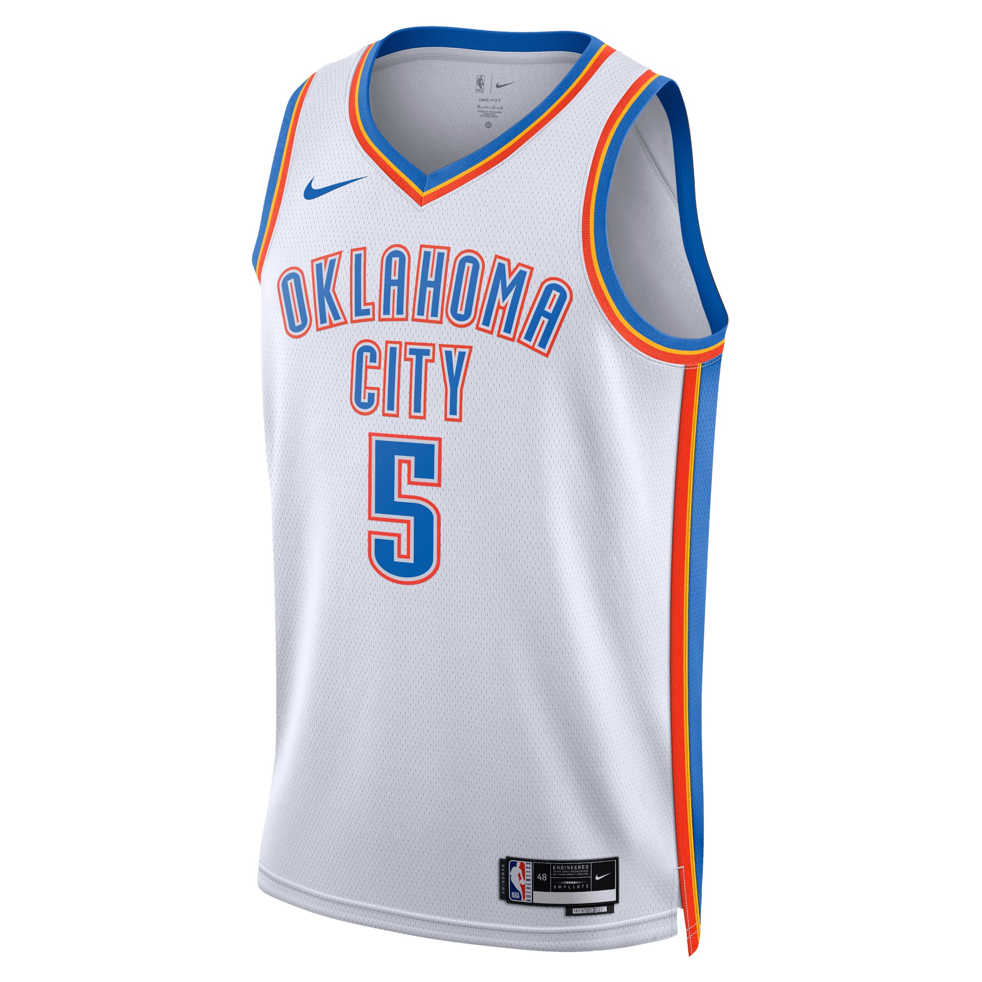 Oklahoma City Thunder Association Edition Swingman Jersey - White - Luguentz Dort - Unisex - JS250 