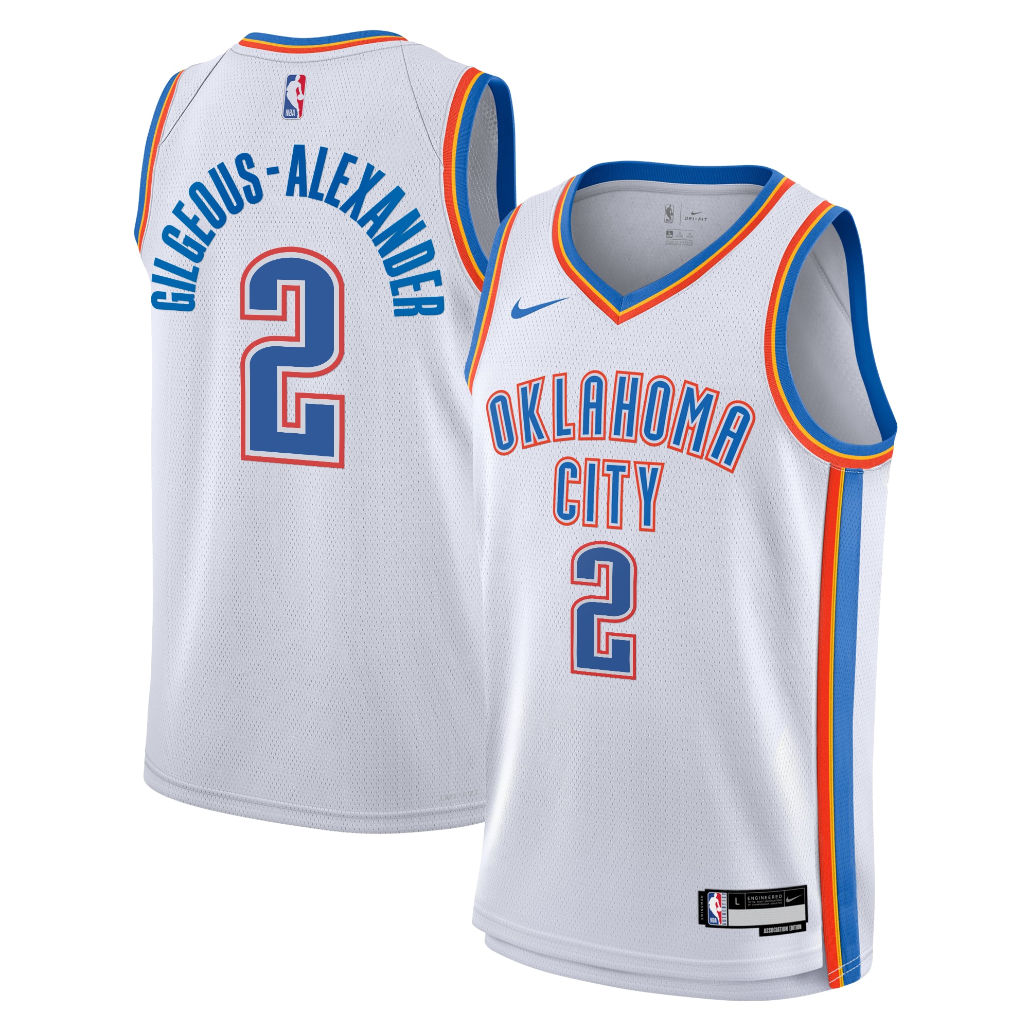 Oklahoma City Thunder Association Edition Swingman Jersey - White - Shai Gilgeous-Alexander - Youth - JS208 