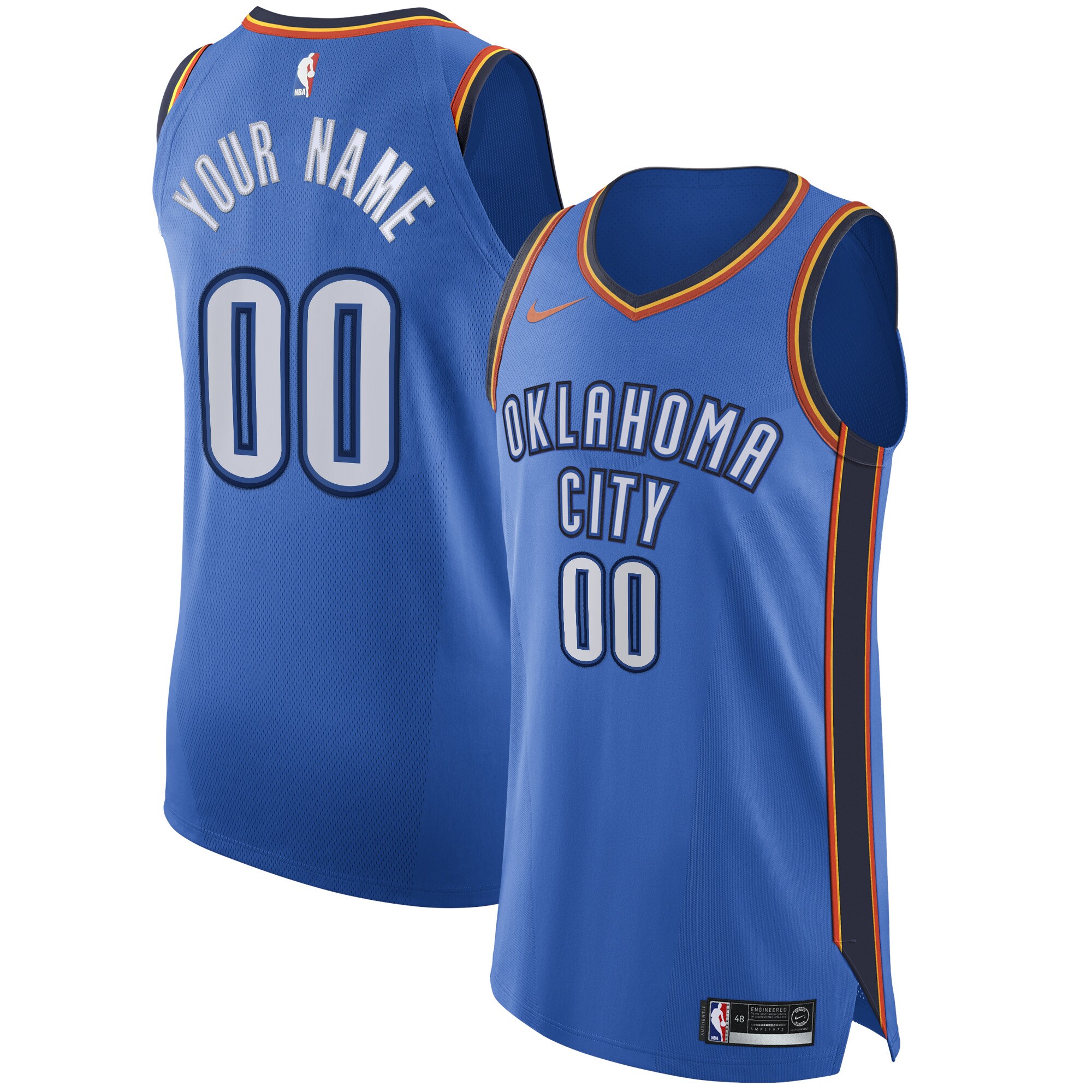 Oklahoma City Thunder Authentic Custom Jersey Blue - Icon Edition