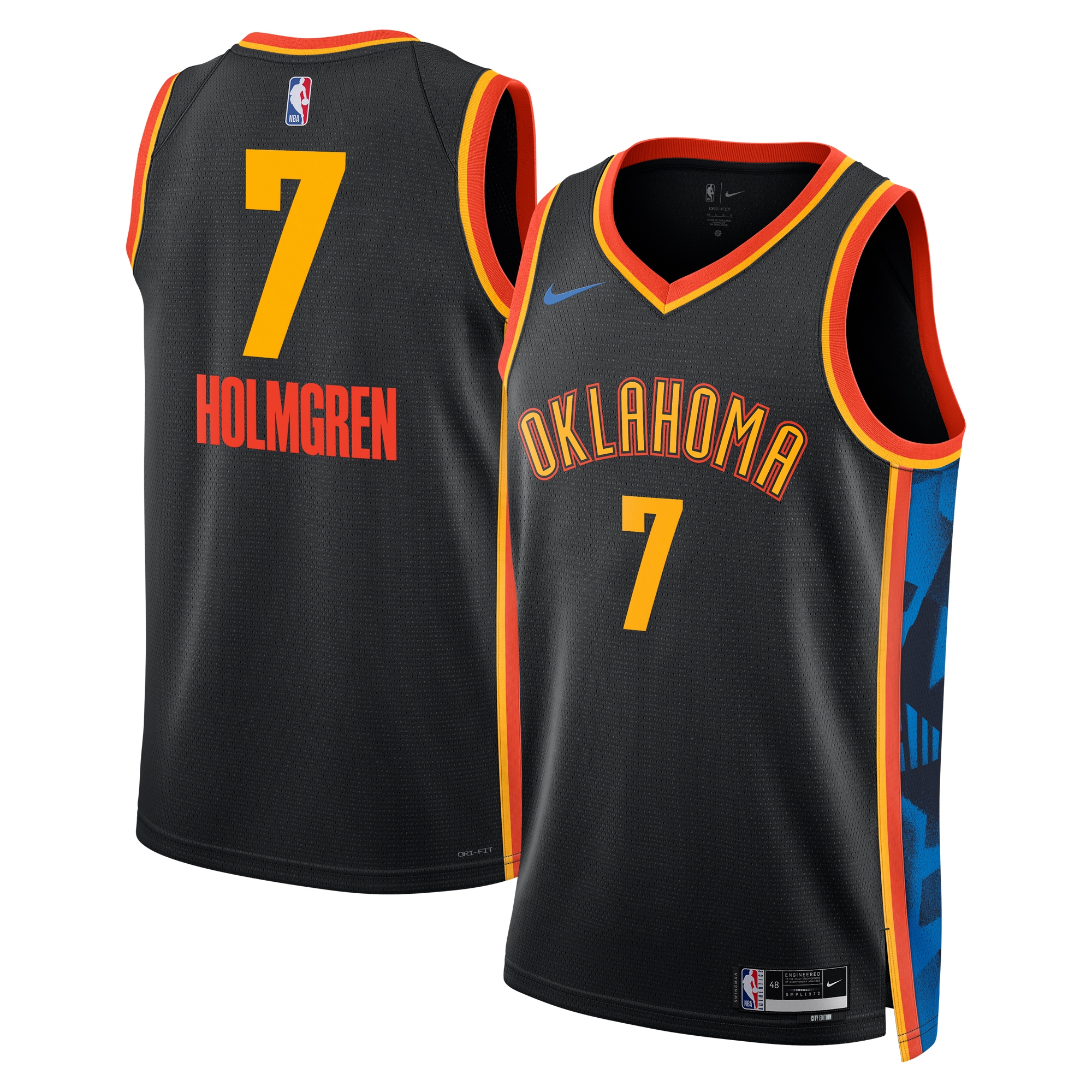 Oklahoma City Thunder City Edition Swingman Jersey 2024 - Black - Chet Holmgren - Unisex - JS740 