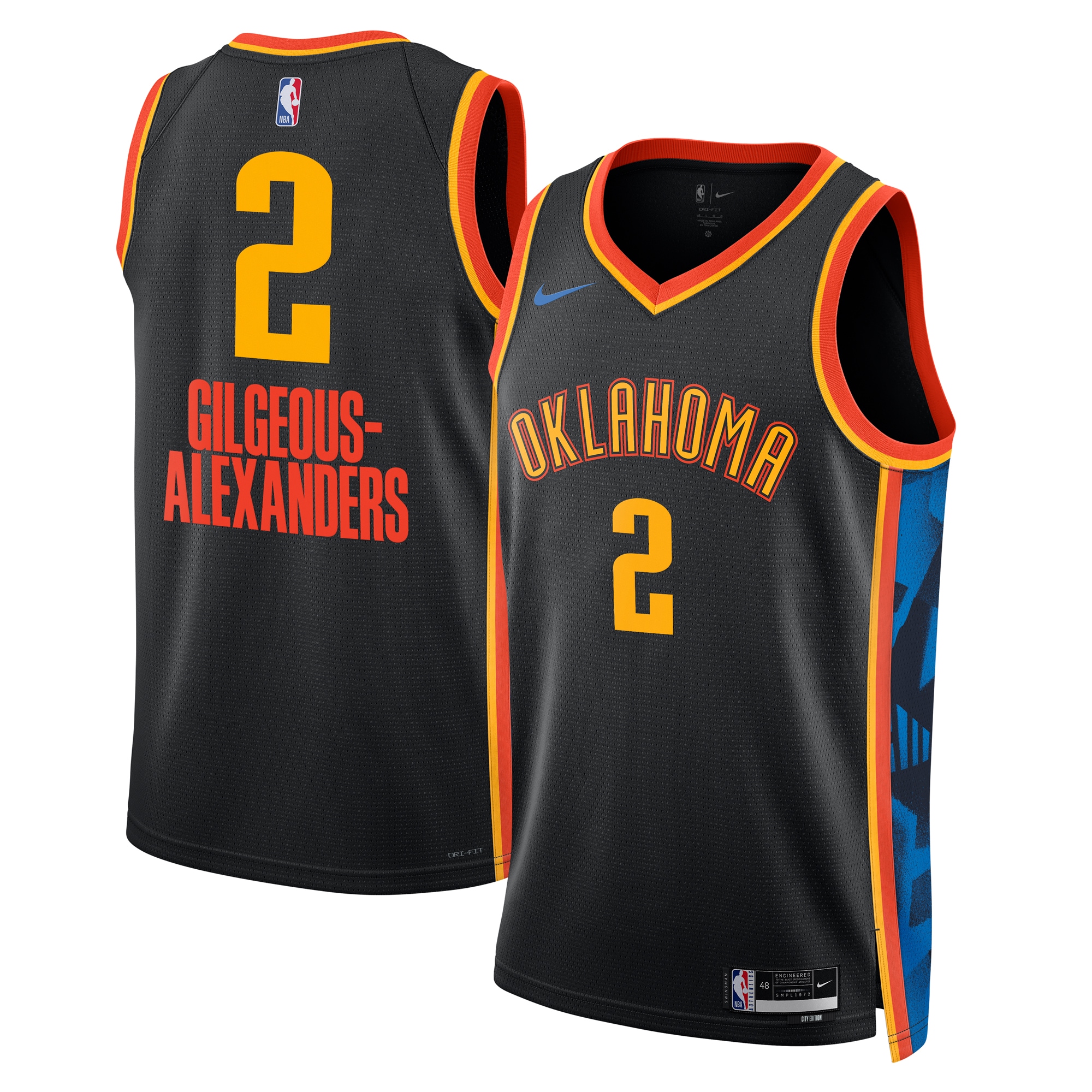 Oklahoma City Thunder City Edition Swingman Jersey 2024 - Black - Shai Gilgeous-Alexander - Unisex - JS639 