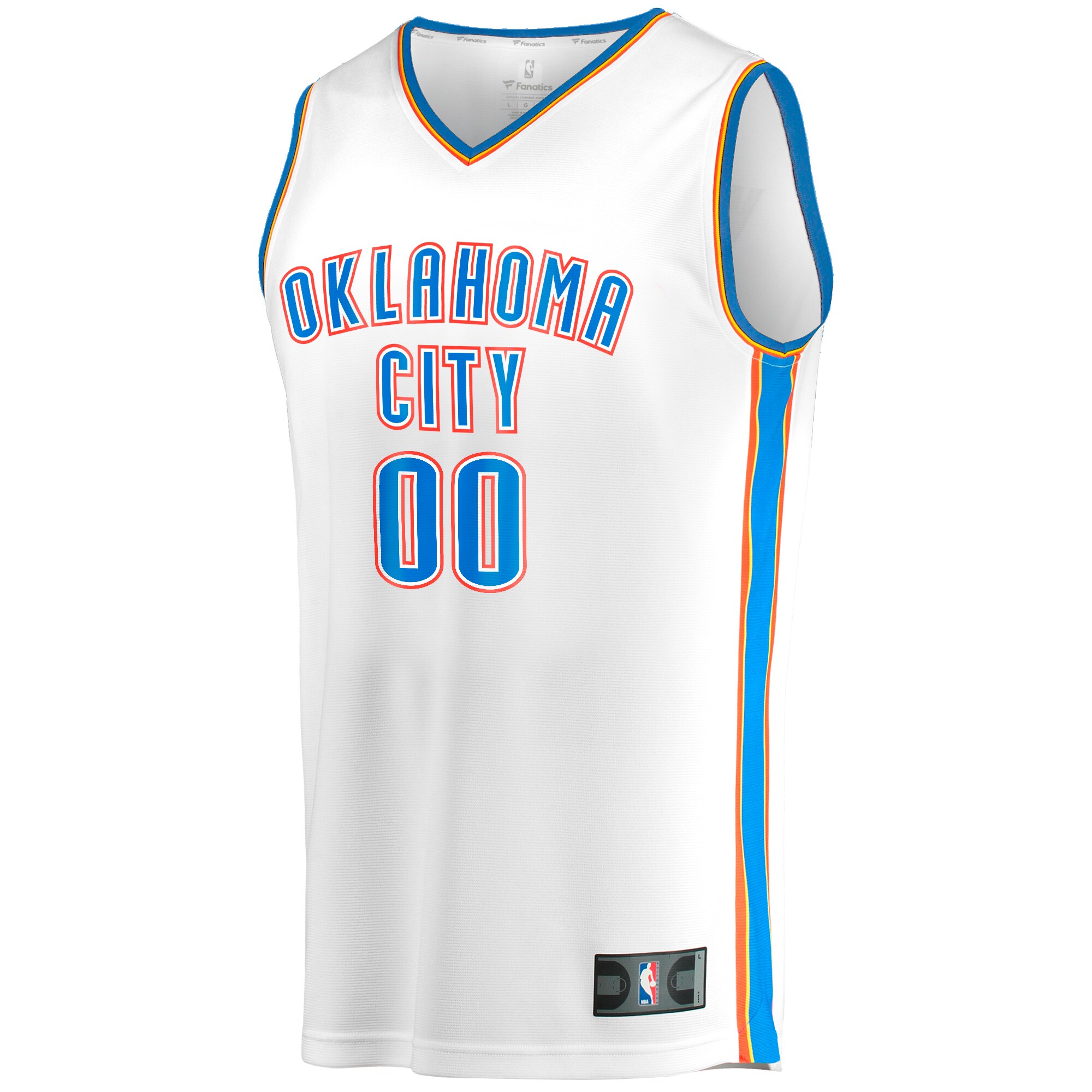 Alternative view of Oklahoma City Thunder Fanatics Fast Break Custom Replica Jersey - White - Association Edition