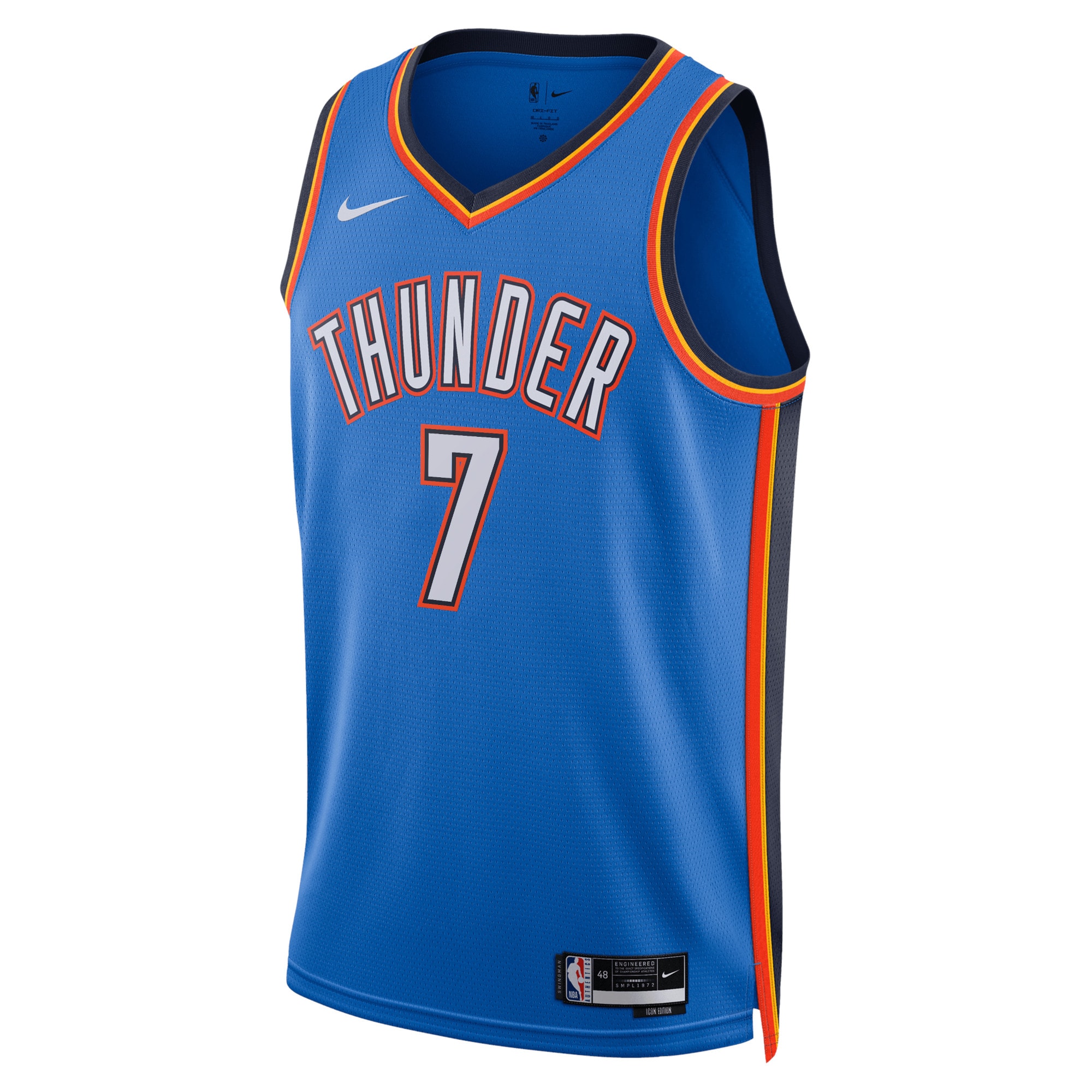 Oklahoma City Thunder Icon Edition Swingman Jersey - Blue - Chet Holmgren - Unisex - JS303 