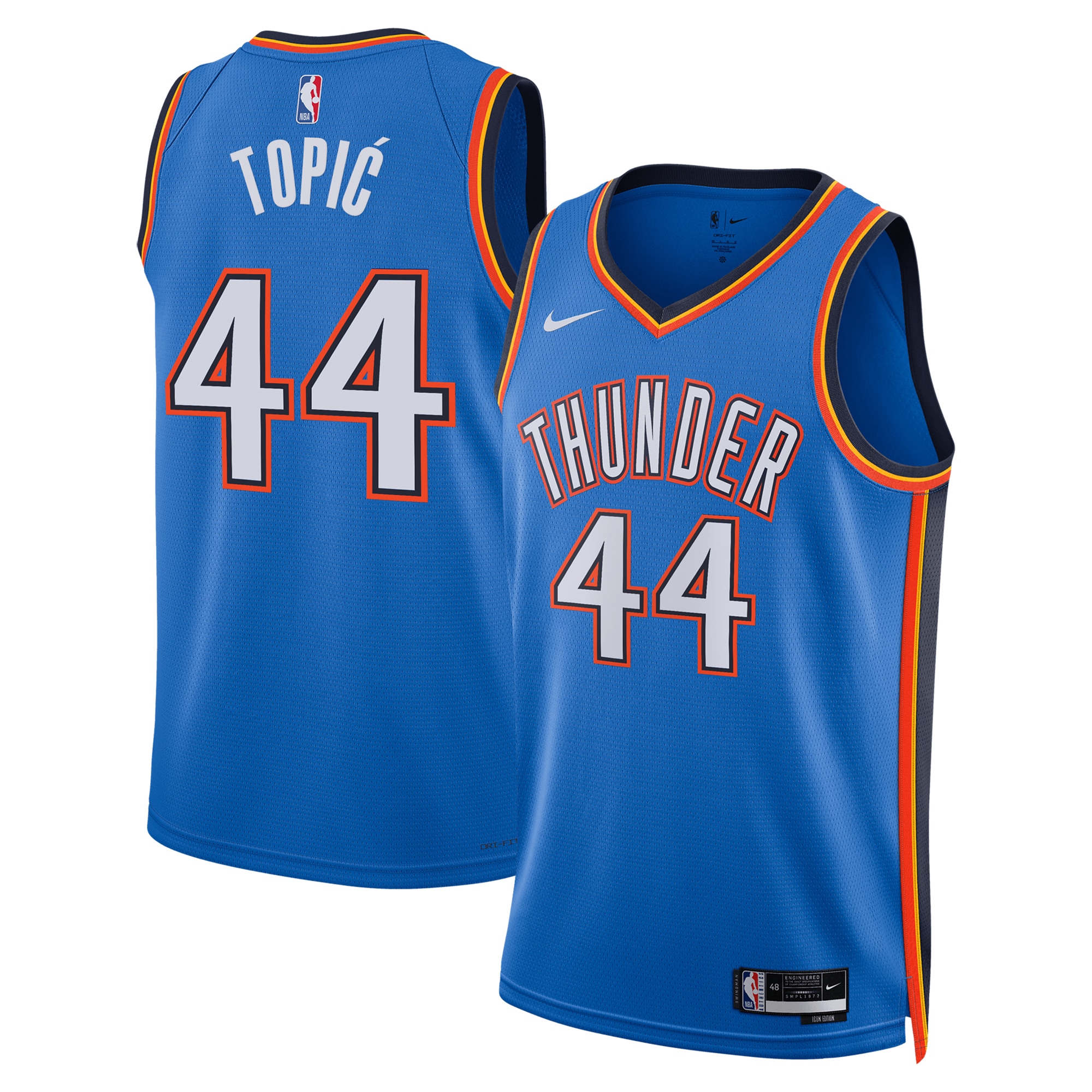 Oklahoma City Thunder Icon Swingman Jersey - Blue - Nikola Topić - Unisex - JS776 