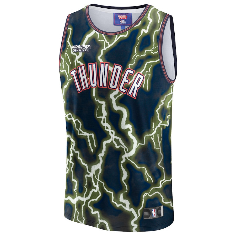Alternative view of Oklahoma City Thunder NBA & KidSuper Studios Unisex Hometown Jersey - Black - JS243 