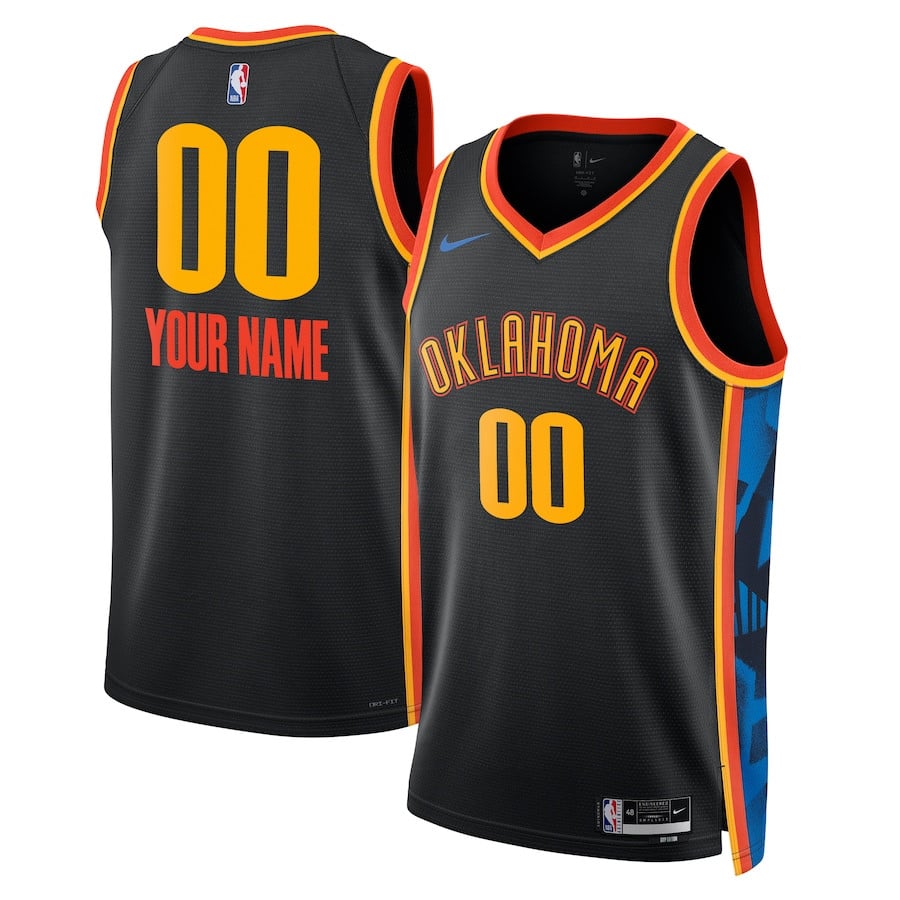 Oklahoma City Thunder Unisex 2024/25 Custom Swingman Jersey - City Edition - Black - JS676 