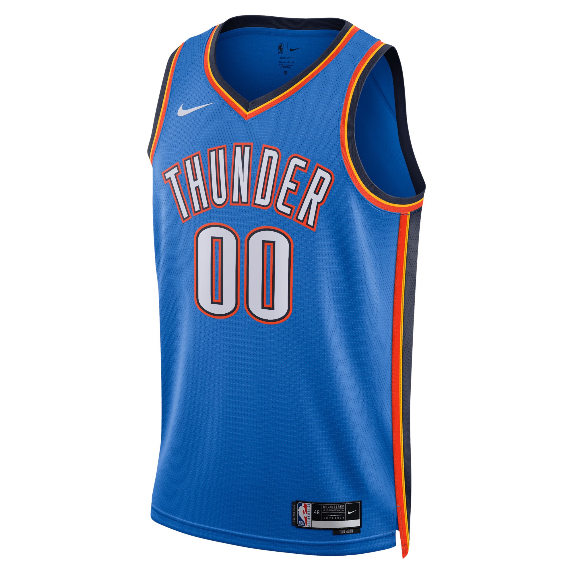Alternative view of Oklahoma City Thunder Unisex Swingman Custom Jersey Blue - Icon Edition