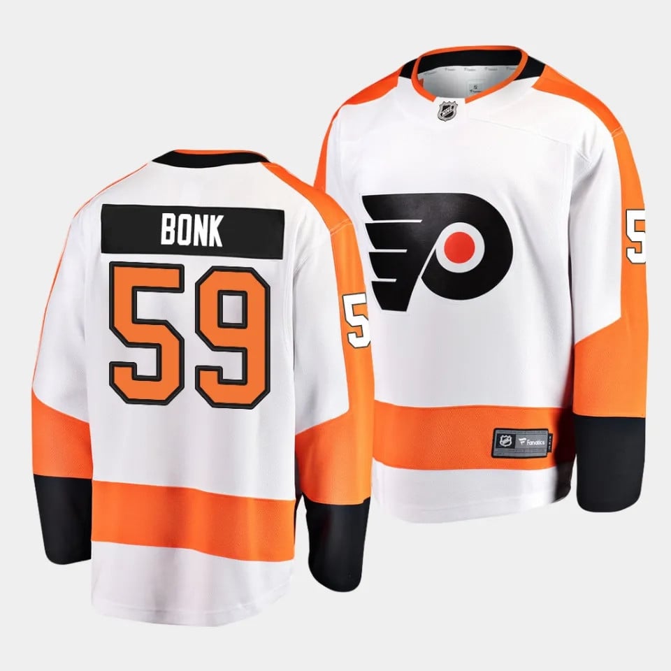 Oliver Bonk #59 Philadelphia Flyers 2023 Draft Away Men Jersey - Orange/White - JS698 
