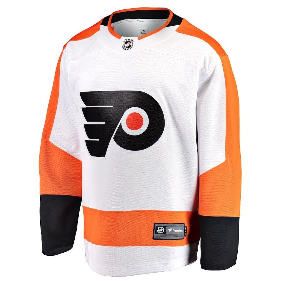 Alternative view of Oliver Bonk #59 Philadelphia Flyers 2023 Draft Away Men Jersey - Orange/White - JS698 