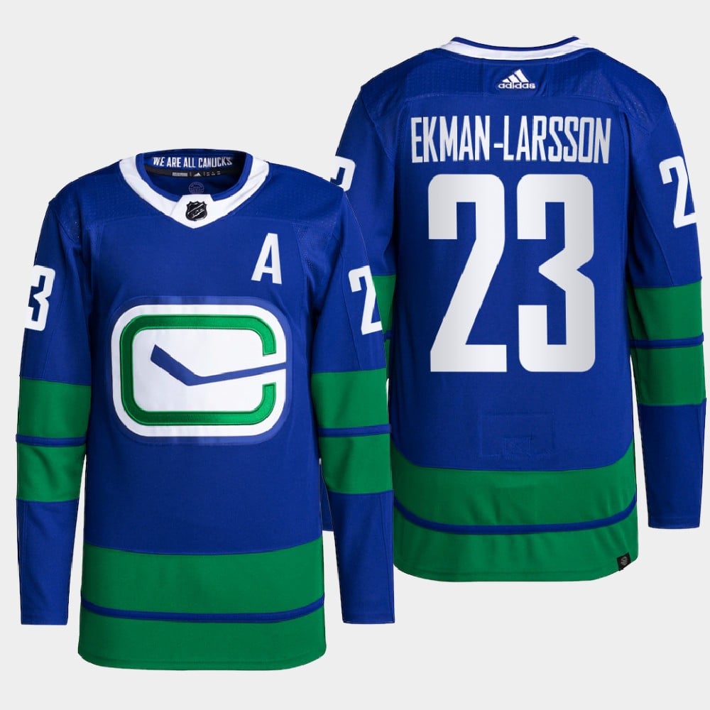 Oliver Ekman-Larsson 23 Vancouver Canucks Blue Jersey 2022 Alternate Primegreen - JS207 