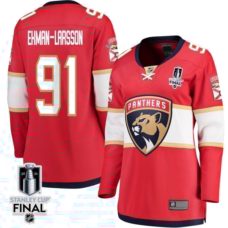 Oliver Ekman-Larsson 91 Florida Panthers 2024 STANLEY CUP Final Women's Home Breakaway Jersey - Red - JS730 