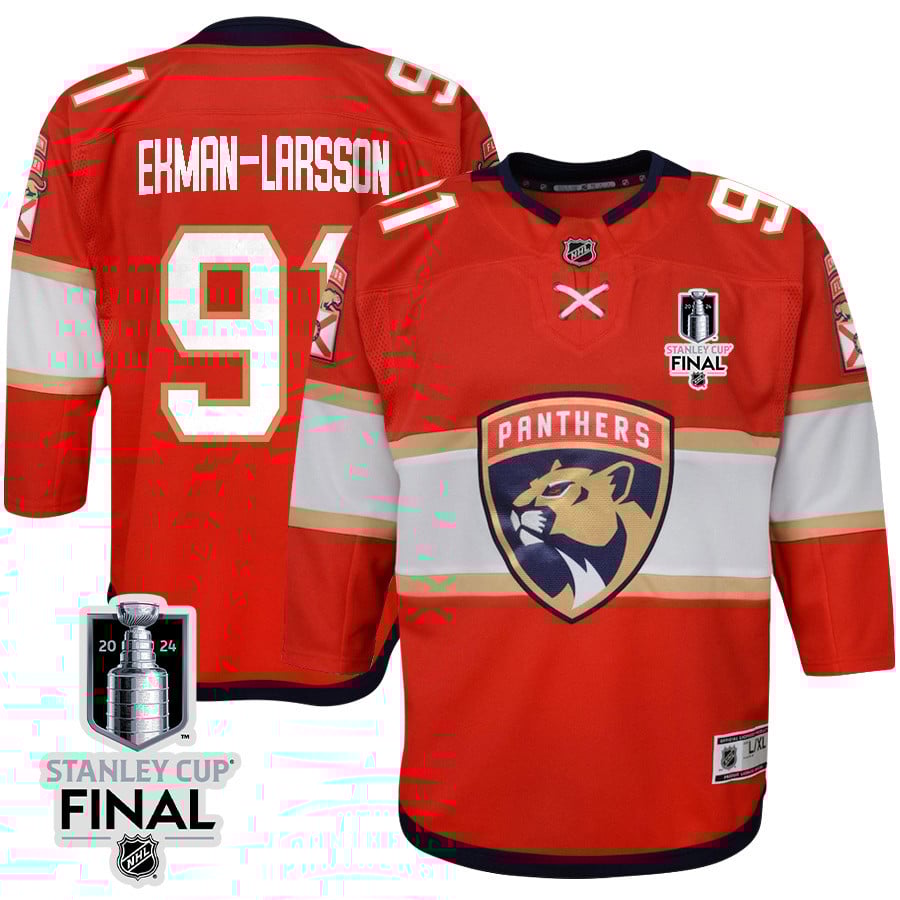 Oliver Ekman-Larsson 91 Florida Panthers 2024 STANLEY CUP Final Youth Home Breakaway Jersey - Red - JS768 