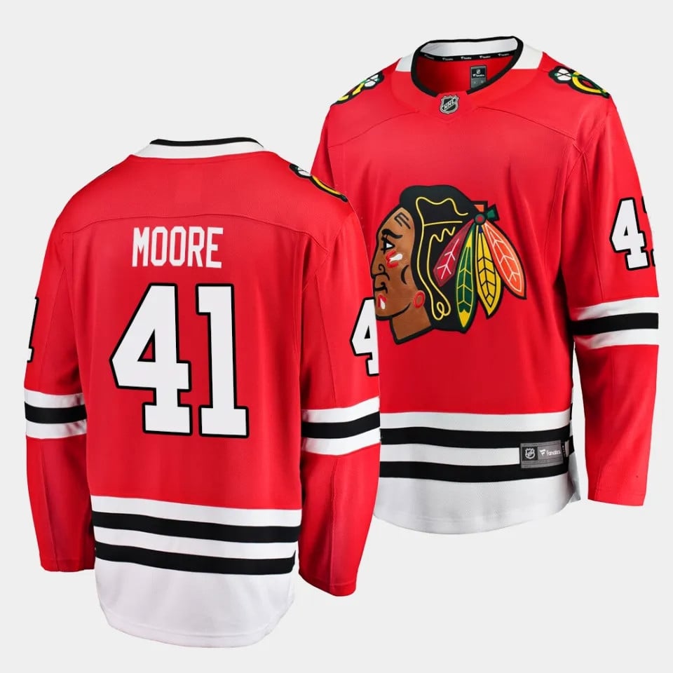 Oliver Moore #41 Chicago Blackhawks 2023 Draft Home Men Jersey - Red - JS726 