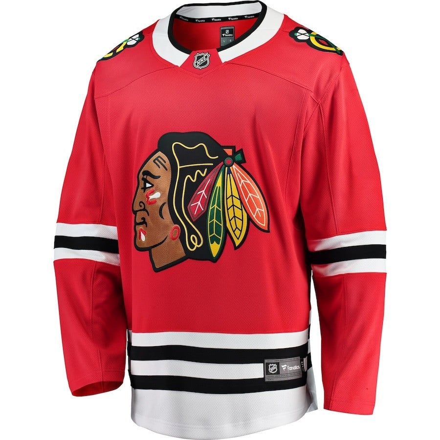 Alternative view of Oliver Moore #41 Chicago Blackhawks 2023 Draft Home Men Jersey - Red - JS726 