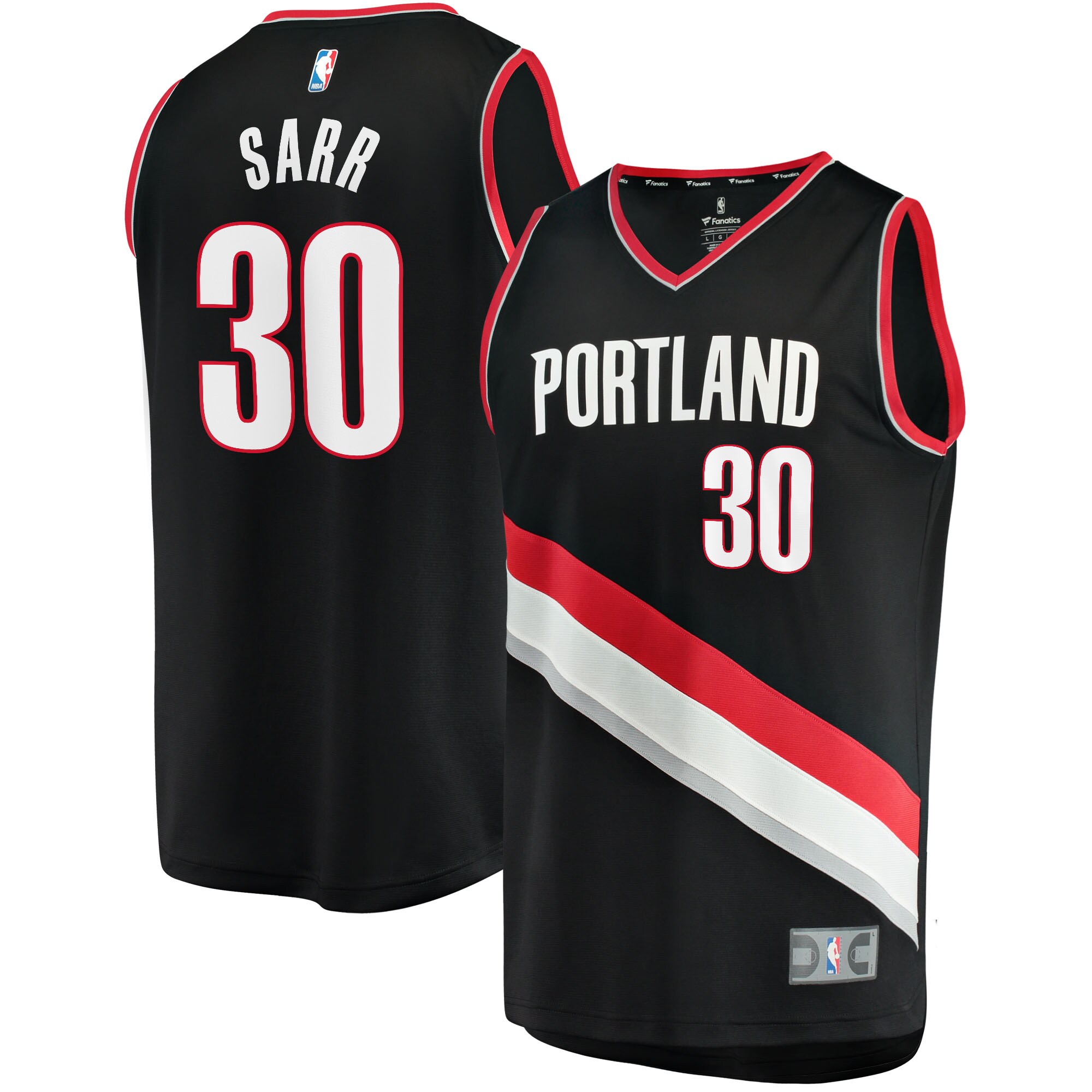 Alternative view of Olivier Sarr Portland Trail Blazers Fanatics Branded Fast Break Replica Jersey - Icon Edition - Black