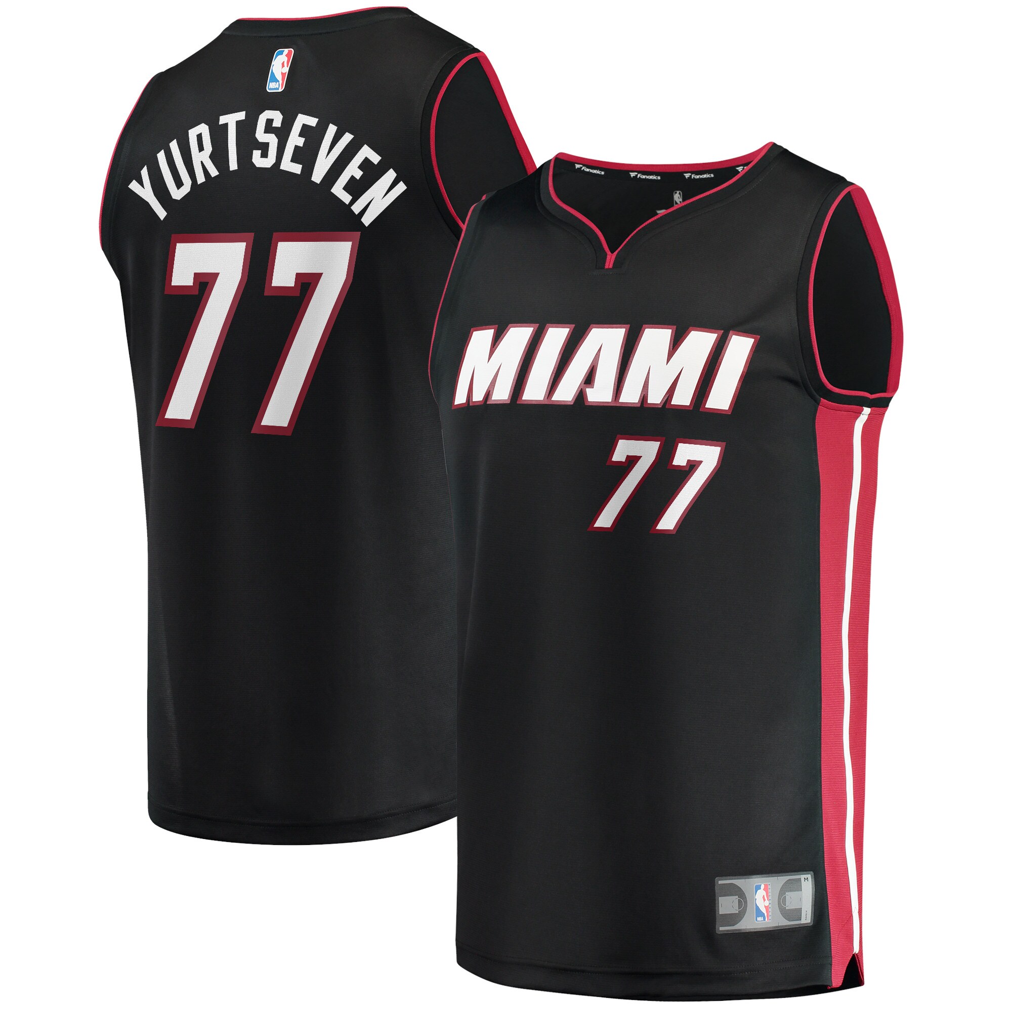 Alternative view of Omer Yurtseven Miami Heat Fanatics Branded 2021/22 Fast Break Replica Jersey - Icon Edition - Black
