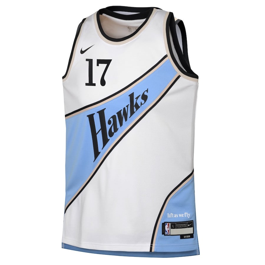 Alternative view of Onyeka Okongwu 17 Atlanta Hawks 2024/25 Swingman Player YOUTH Jersey - City Edition - White - JS479 