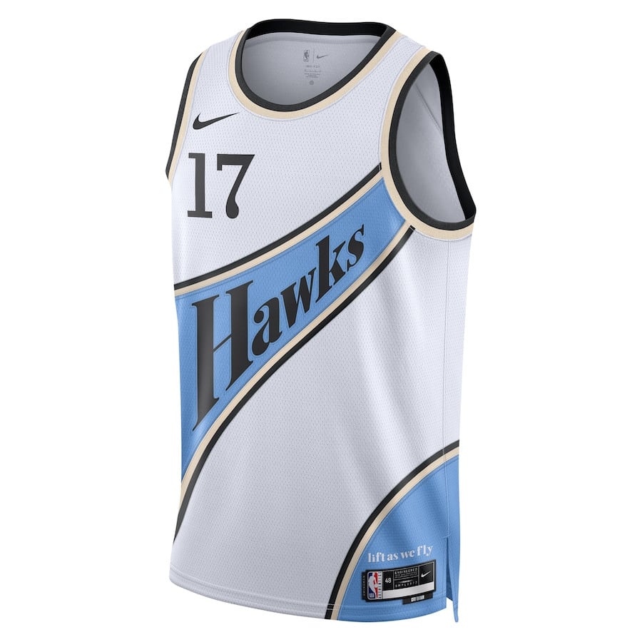 Alternative view of Onyeka Okongwu 17 Atlanta Hawks Unisex 2024/25 Swingman Player Jersey - City Edition - White - JS185 