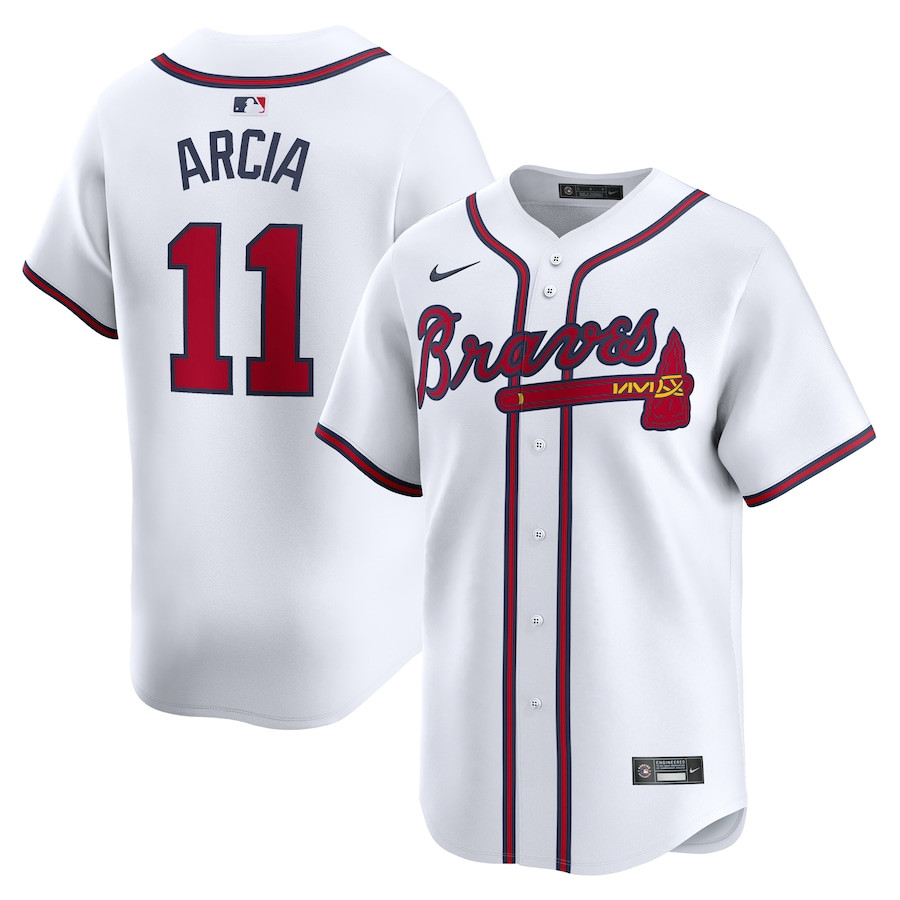 Orlando Arcia 11 Atlanta Braves Home Limited Player Men Jersey - White - JS877