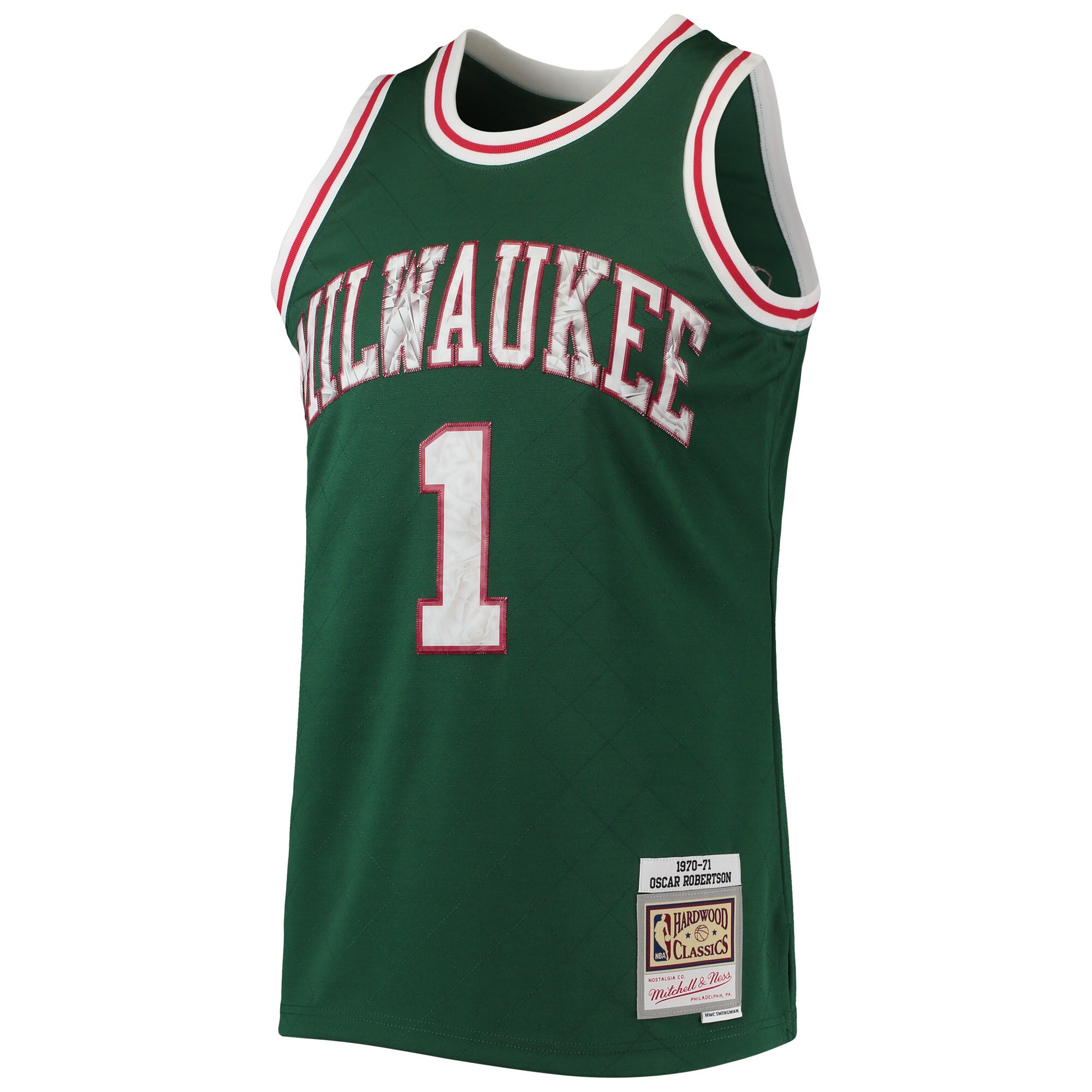 Alternative view of Oscar Robertson Milwaukee Bucks Mitchell & Ness 1996/97 Hardwood Classics Nba 75th Anniversary Diamond Swingman Jersey - Green