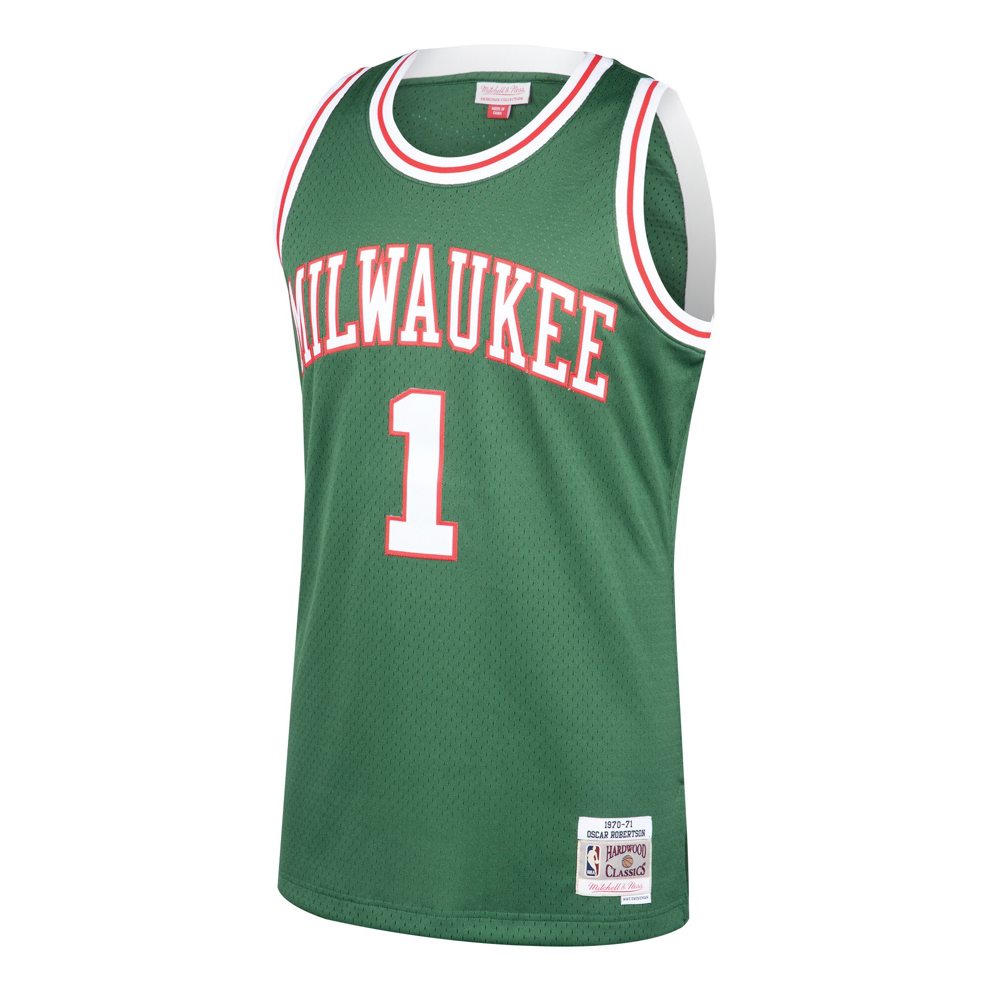 Alternative view of Oscar Robertson Milwaukee Bucks Mitchell & Ness 2001/02 Hardwood Classics Swingman Jersey - Green
