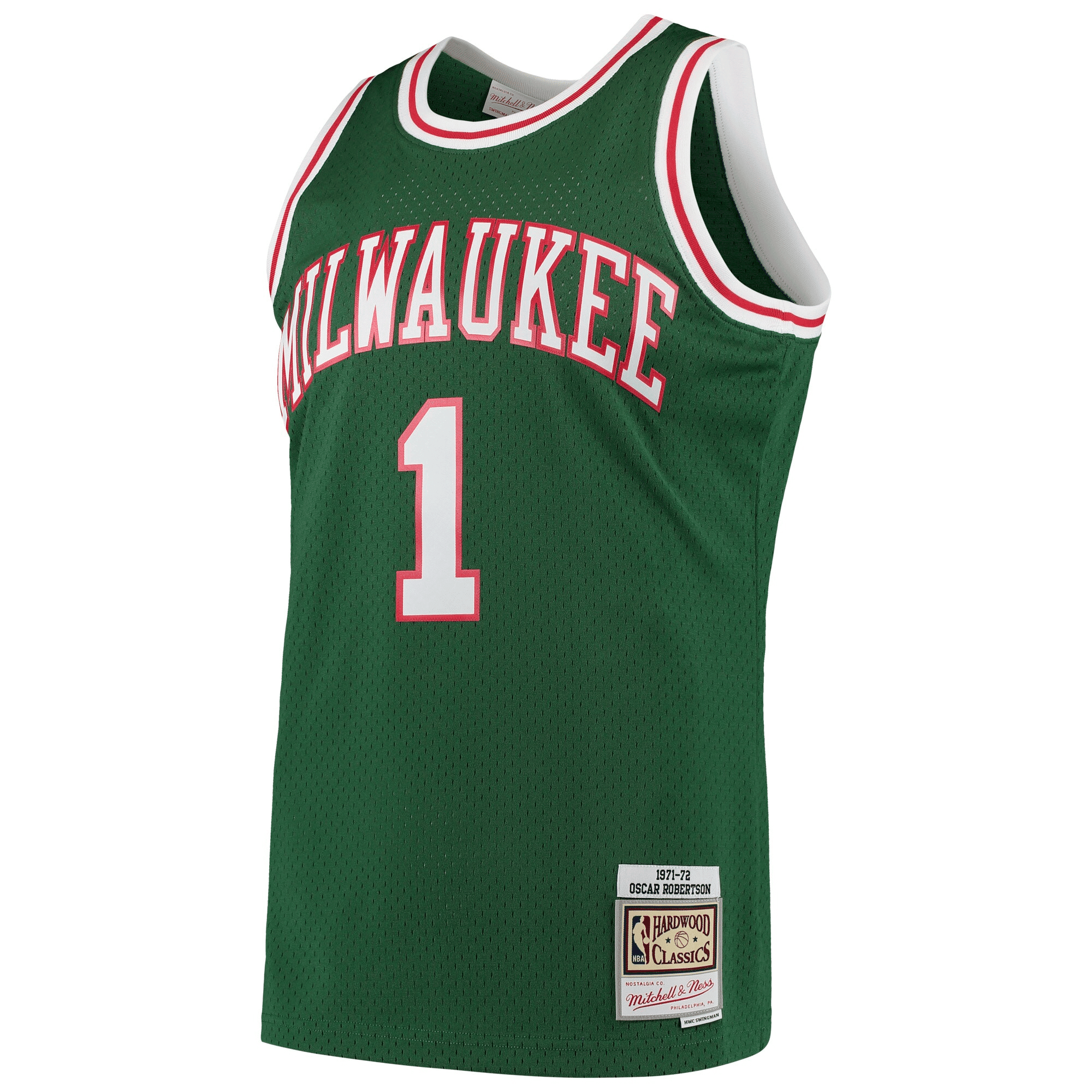 Alternative view of Oscar Robertson Milwaukee Bucks Mitchell & Ness Hardwood Classics 1971-72 Swingman Jersey - Green Jersey - JS507 