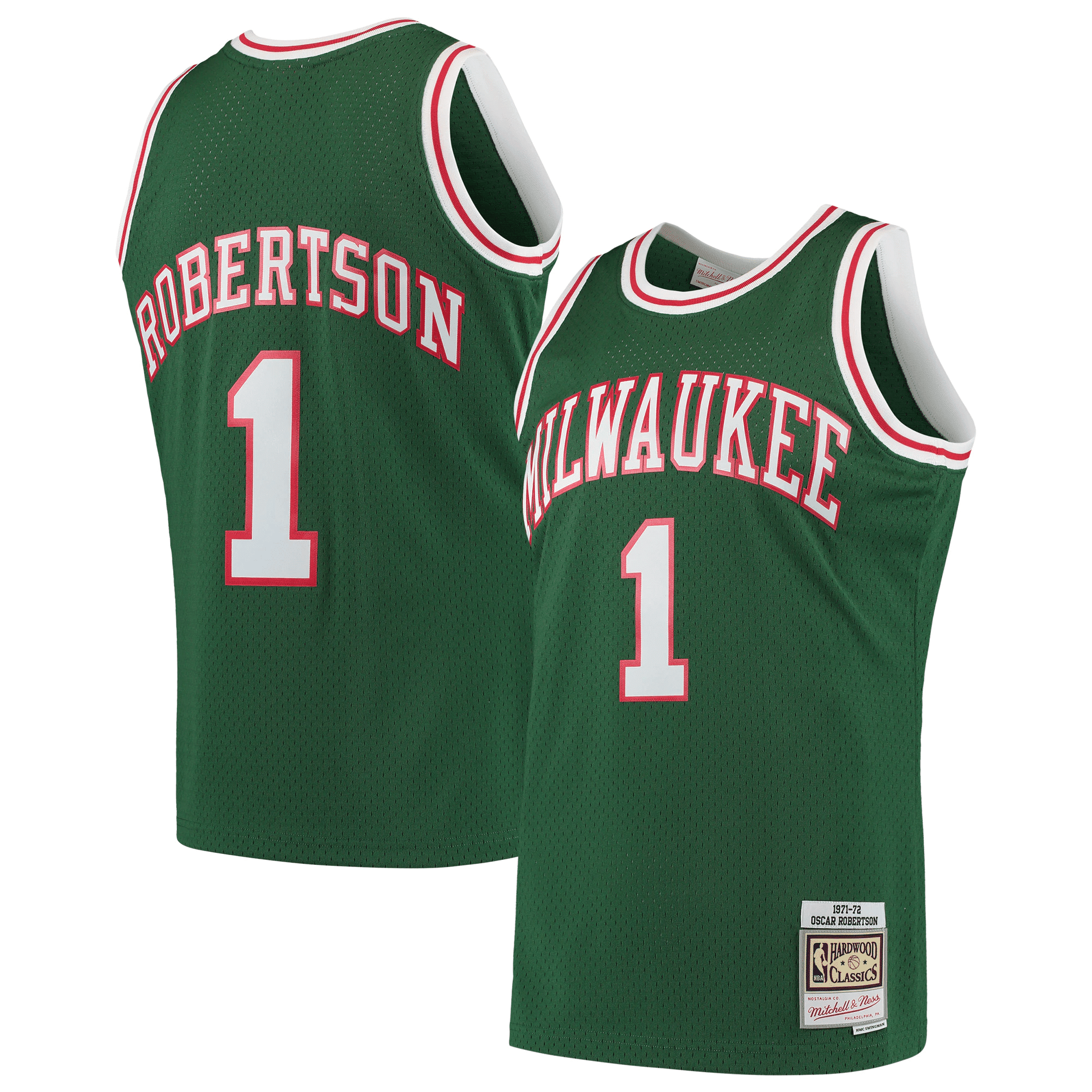 Oscar Robertson Milwaukee Bucks Mitchell & Ness Hardwood Classics 1971-72 Swingman Jersey - Green Jersey - JS507 