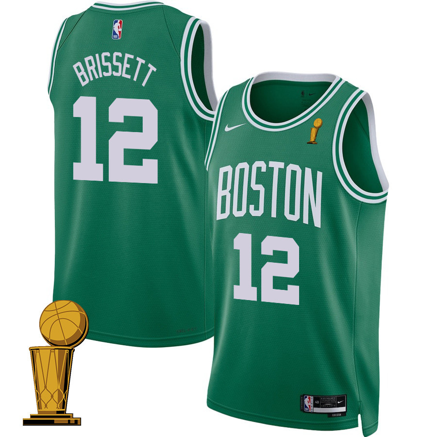 Oshae Brissett 12 Boston Celtics 2024 FINALS CHAMPIONS Jersey - Icon Edition - Kelly Green - JS921