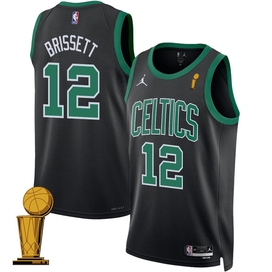 Oshae Brissett 12 Boston Celtics 2024 FINALS CHAMPIONS Swingman Jersey - Statement Edition - Black - JS769