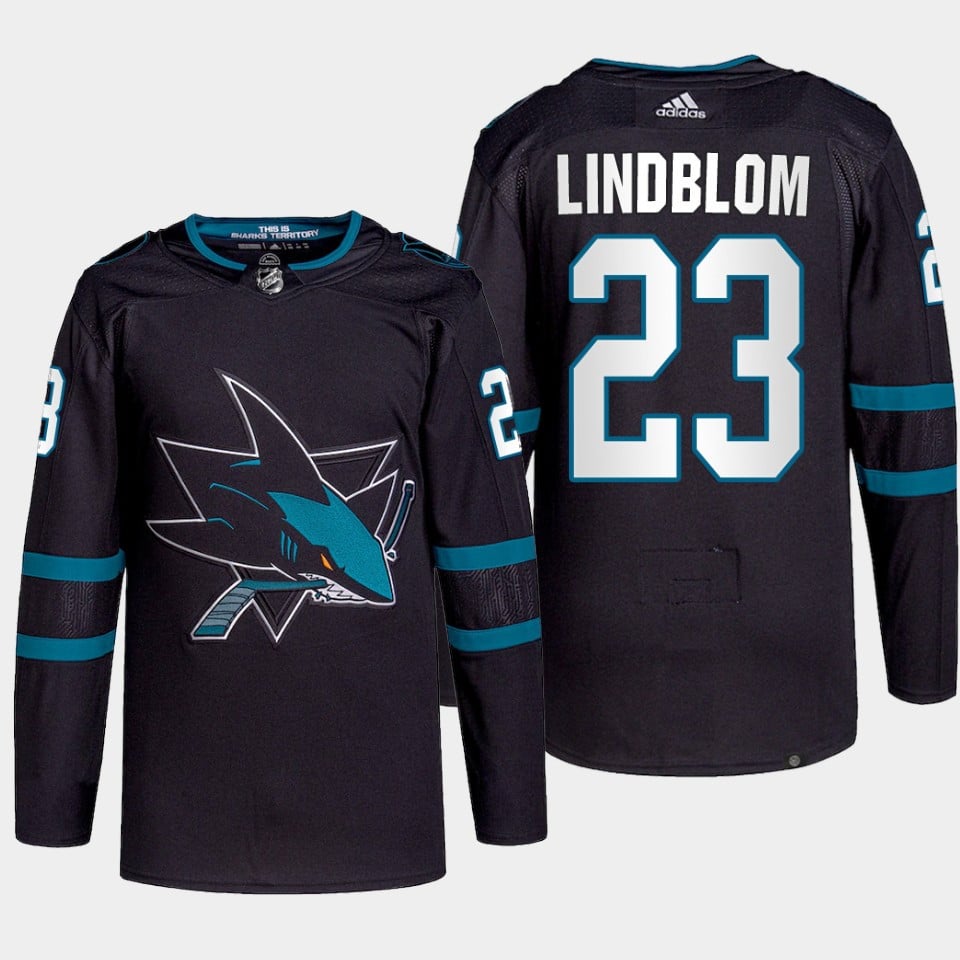 Oskar Lindblom 23 San Jose Sharks Black Jersey 2022 Primegreen Alternate - JS495 