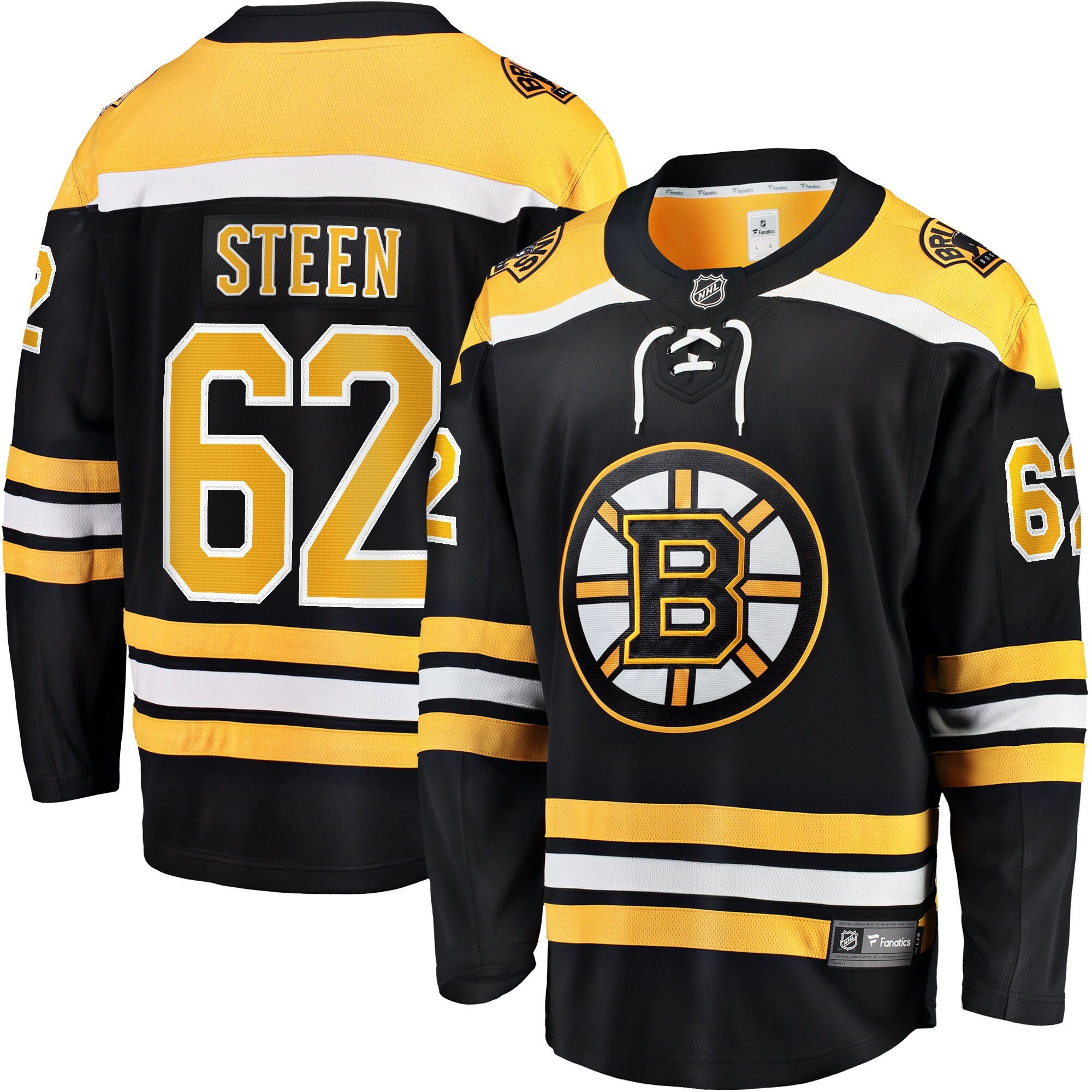 Oskar Steen 62 Boston Bruins Home Breakaway Jersey - Men, Black - JS537 