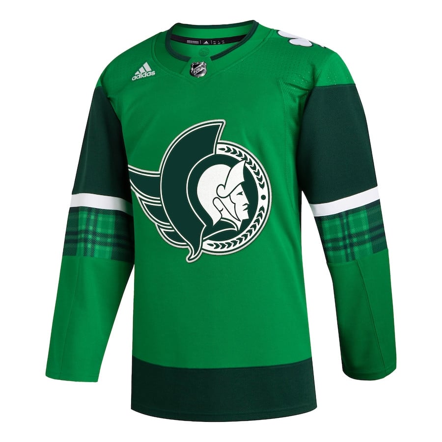 Alternative view of Ottawa Senators 2023 St. Patrick's Day Primegreen Men Jersey - Kelly Green - JS961 