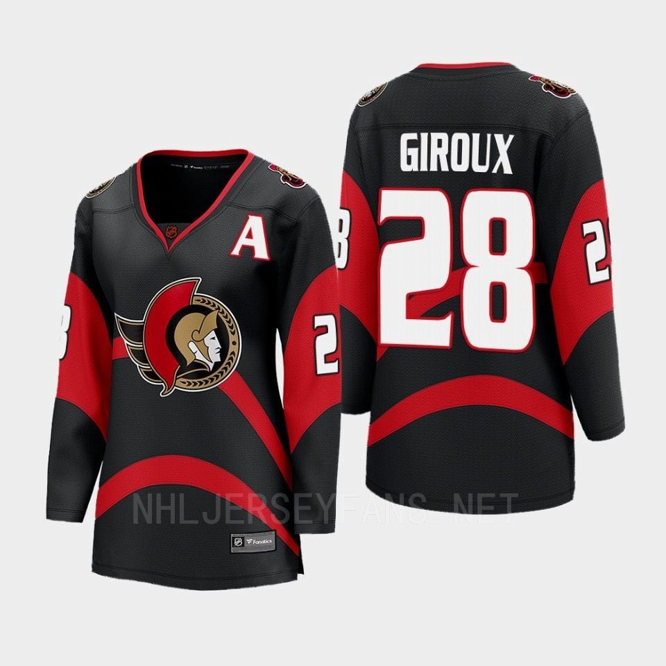 Ottawa Senators 28 Claude Giroux Reverse Retro Black Equipment, Women - JS370 