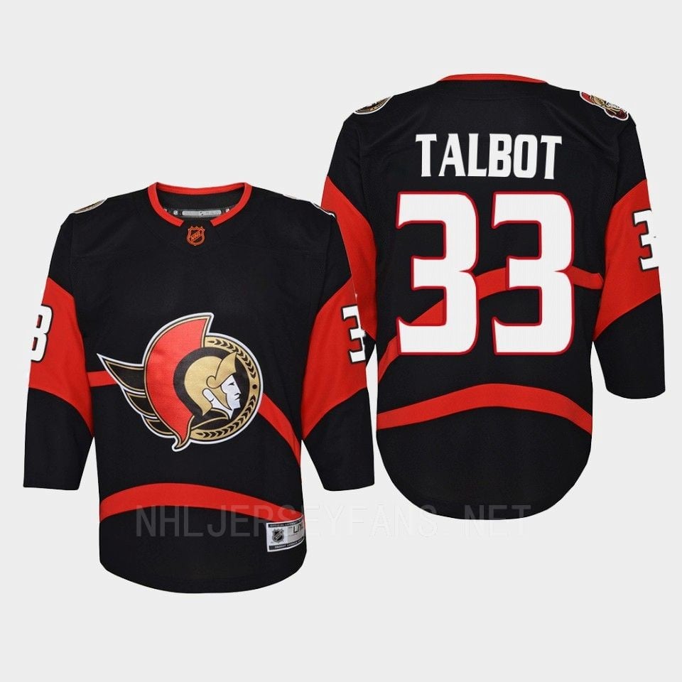 Ottawa Senators 33 Cam Talbot Reverse Retro Black Equipment, Youth - JS268 
