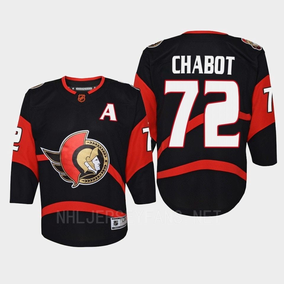 Ottawa Senators 72 Thomas Chabot Reverse Retro Black Equipment, Youth - JS148 
