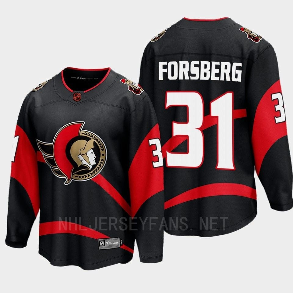 Ottawa Senators Anton Forsberg 31 Special Edition 2.0 Black Jersey Breakaway Player - JS764 