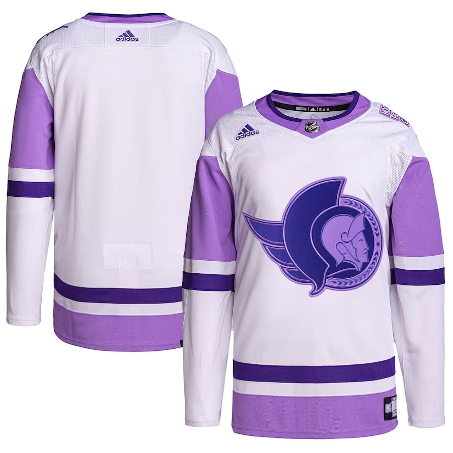 Ottawa Senators Hockey Fights Cancer Primegreen Men Jersey - White/Purple - JS118 