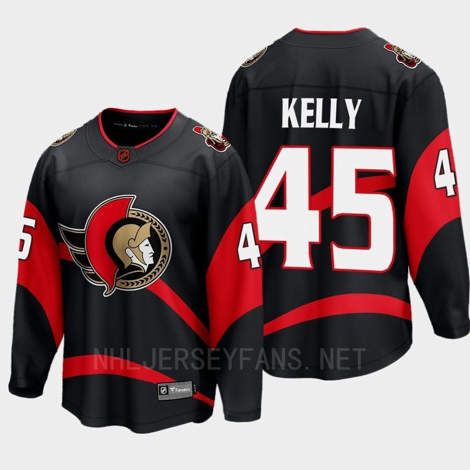 Ottawa Senators Parker Kelly 45 Special Edition 2.0 Black Jersey 2022 Breakaway Player - JS676 