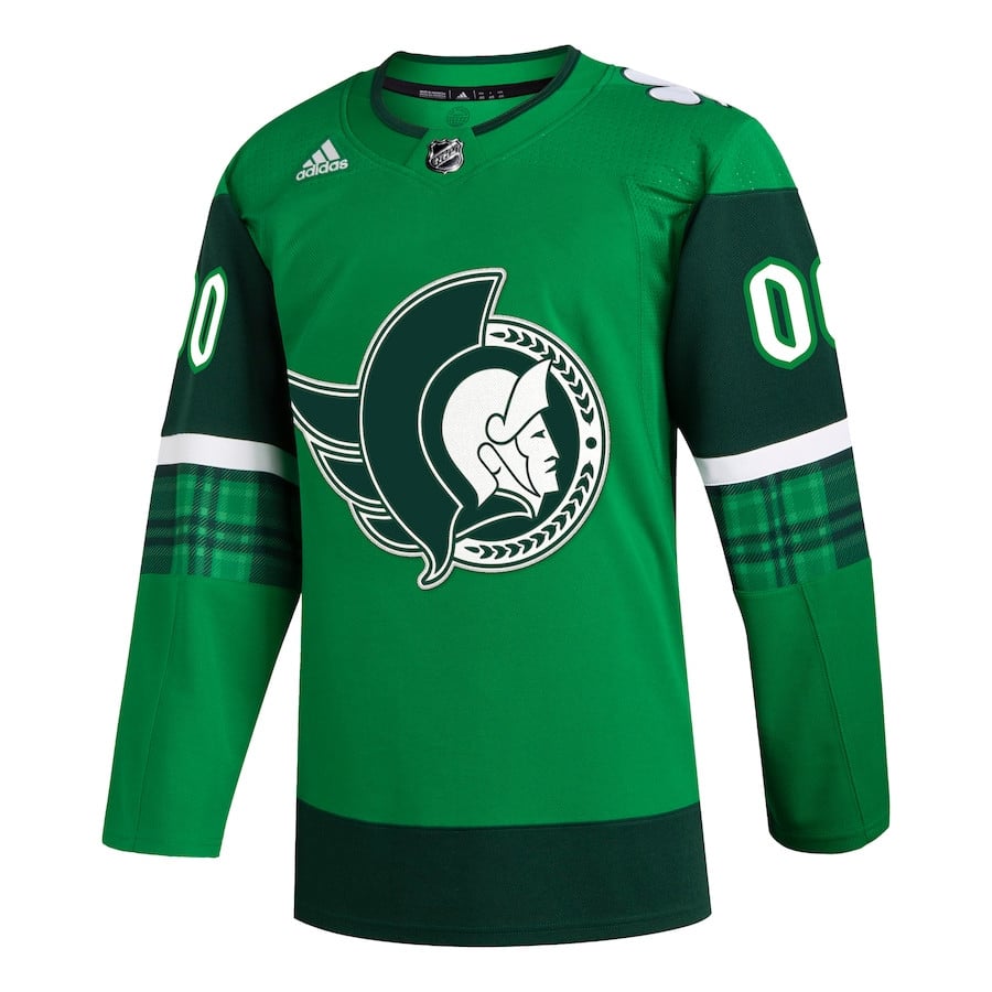 Alternative view of Ottawa Senators St. Patrick's Day Custom Men Jersey - Kelly Green - JS207 