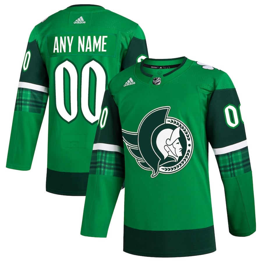 Ottawa Senators St. Patrick's Day Custom Men Jersey - Kelly Green - JS207 
