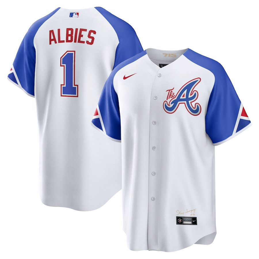 Ozzie Albies 1 Atlanta Braves 2023 City Connect Men Jersey - White - JS496
