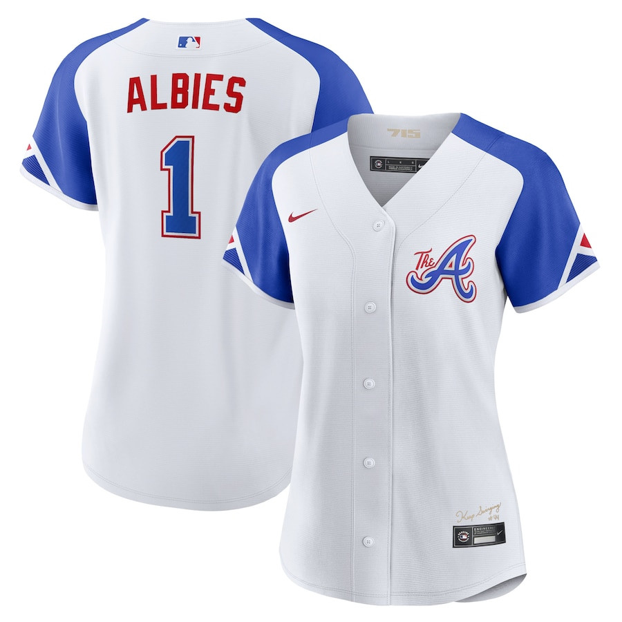 Ozzie Albies 1 Atlanta Braves 2023 City Connect Women Jersey - White - JS577