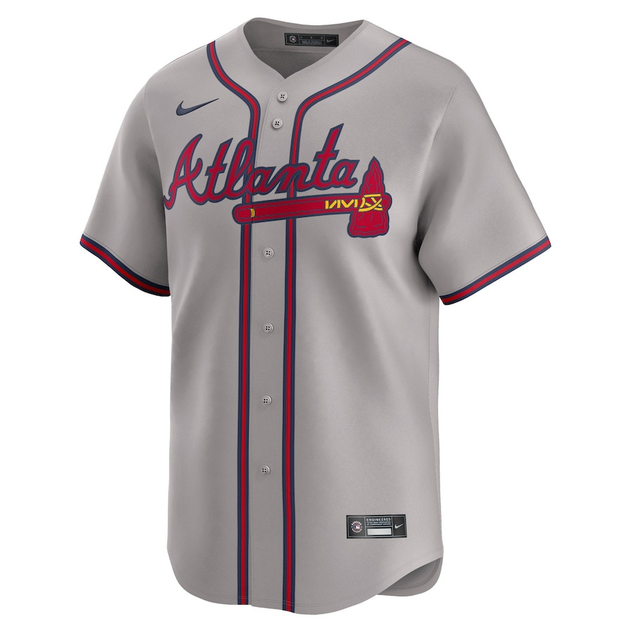 Alternative view of Ozzie Albies 1 Atlanta Braves Away Limited Player Men Jersey - Gray - JS934