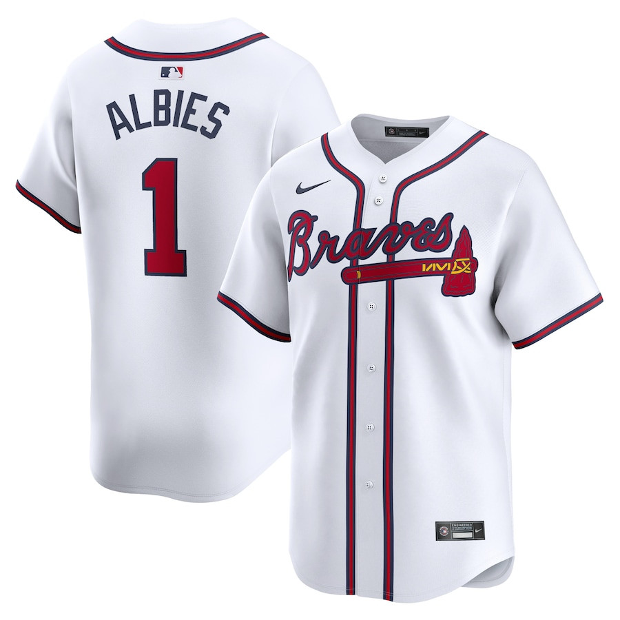 Ozzie Albies 1 Atlanta Braves Home Limited Player Men Jersey - White - JS546