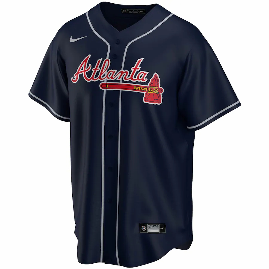 Alternative view of Ozzie Albies Atlanta Braves Alternate 2020 Replica Player Jersey ÃƒÂ¢Ã¢â€šÂ¬Ã¢â‚¬Å“ Navy
