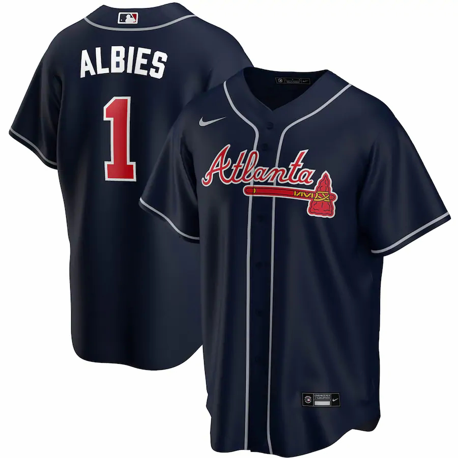Ozzie Albies Atlanta Braves Alternate 2020 Replica Player Jersey ÃƒÂ¢Ã¢â€šÂ¬Ã¢â‚¬Å“ Navy