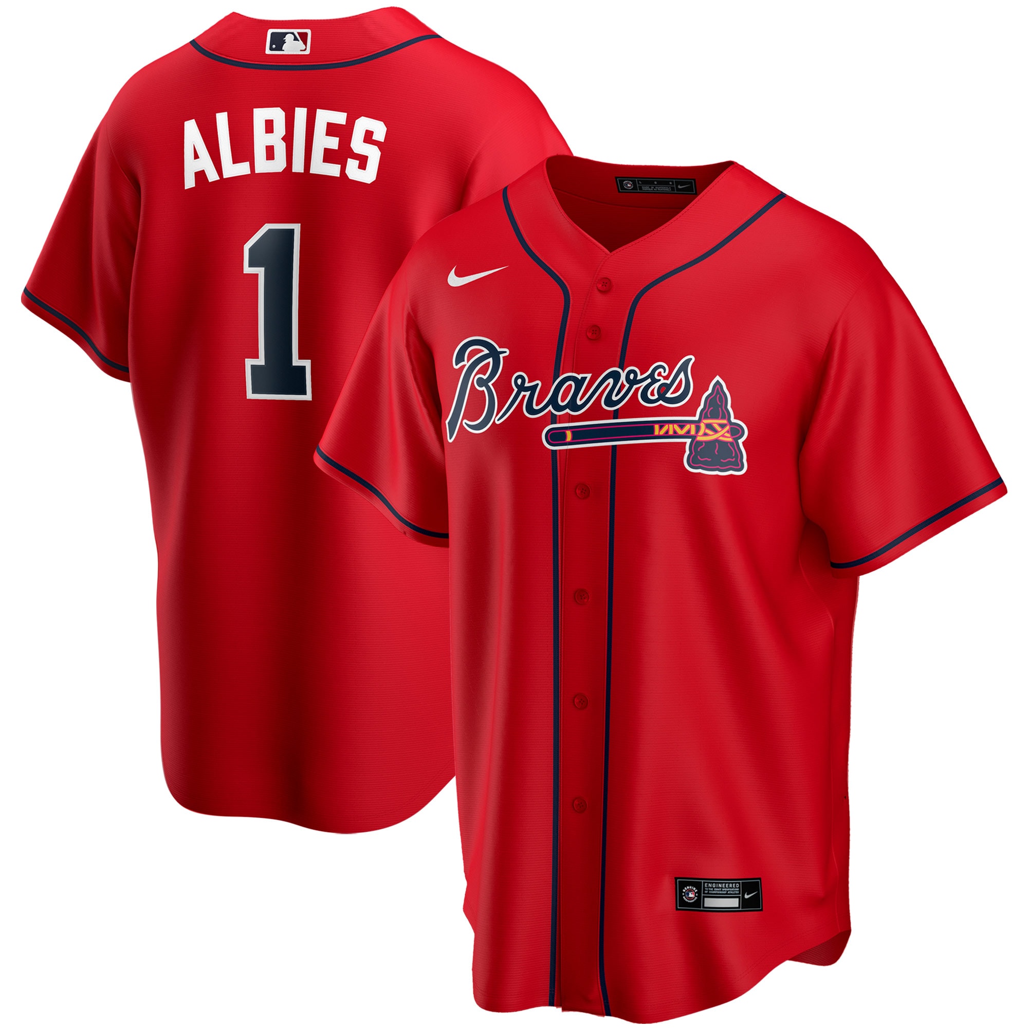 Ozzie Albies Atlanta Braves Alternate Replica Player Name Jersey – Red