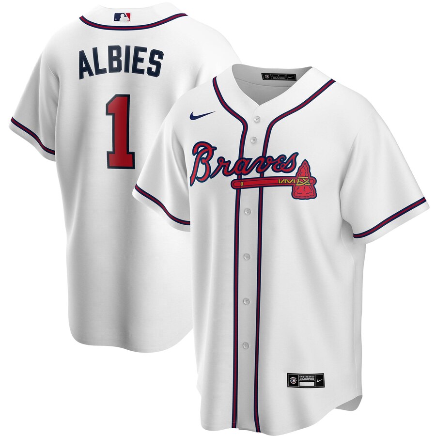 Ozzie Albies Atlanta Braves Home 2020 Replica Player Jersey ÃƒÂ¢Ã¢â€šÂ¬Ã¢â‚¬Å“ White