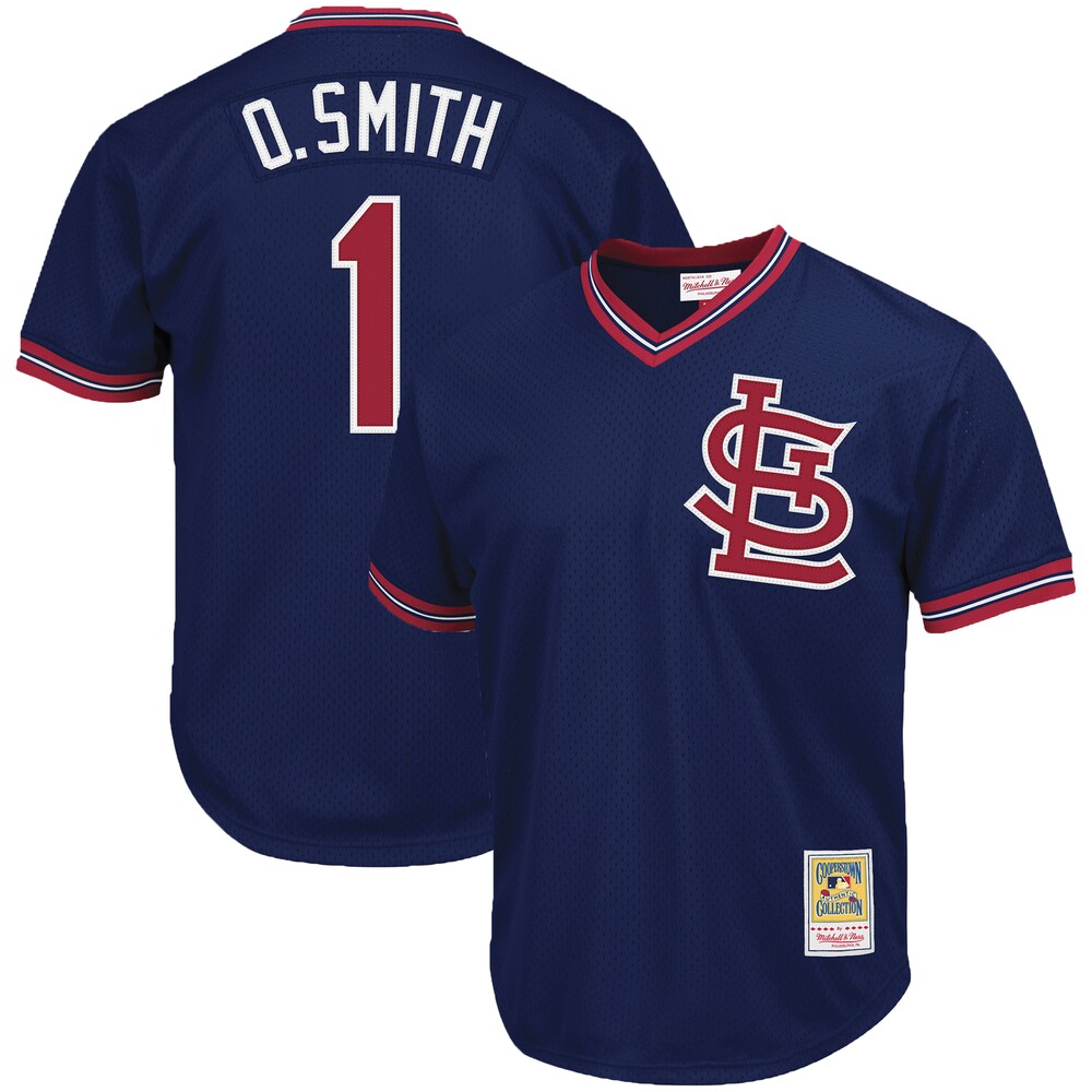 Ozzie Smith St. Louis Cardinals Mitchell & Ness Cooperstown Collection Big & Tall Mesh Batting Practice Jersey - Navy