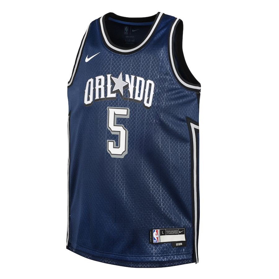 Alternative view of Paolo Banchero 5 Orlando Magic 2023/24 City Edition Swingman YOUTH Jersey - Navy - JS726 